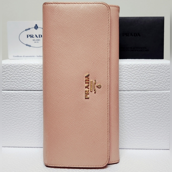PRADA Orchidea Saffiano Metall Wallet with Detachable ID Holder with Chain & COA - Picture 4 of 16